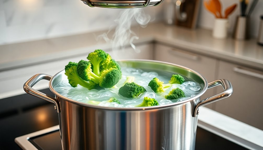 blanch broccoli in water