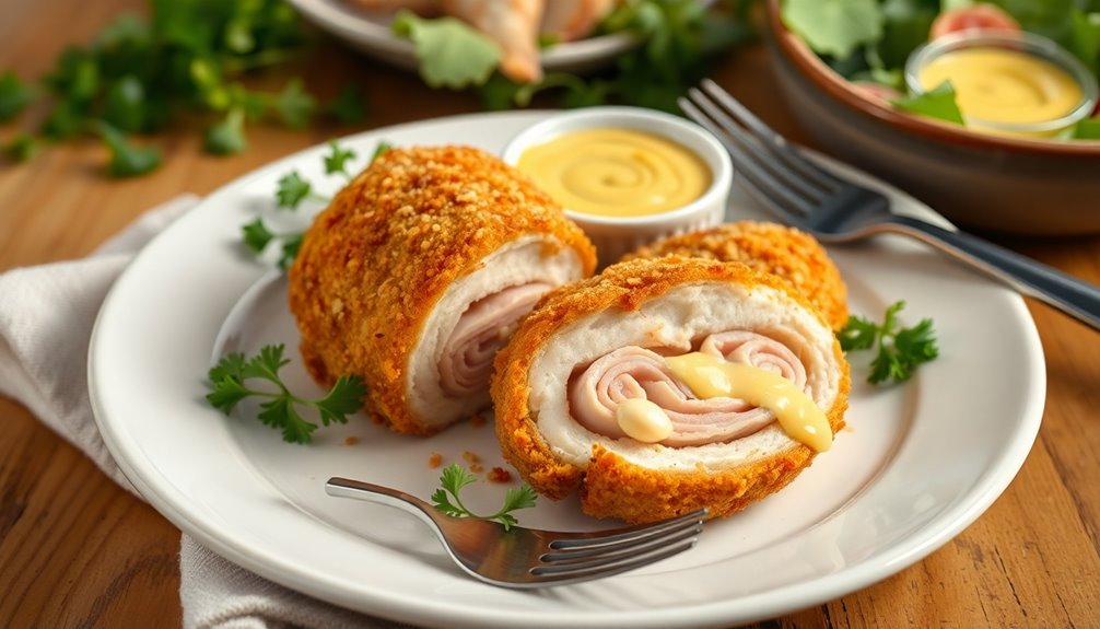 chicken ham cheese breaded