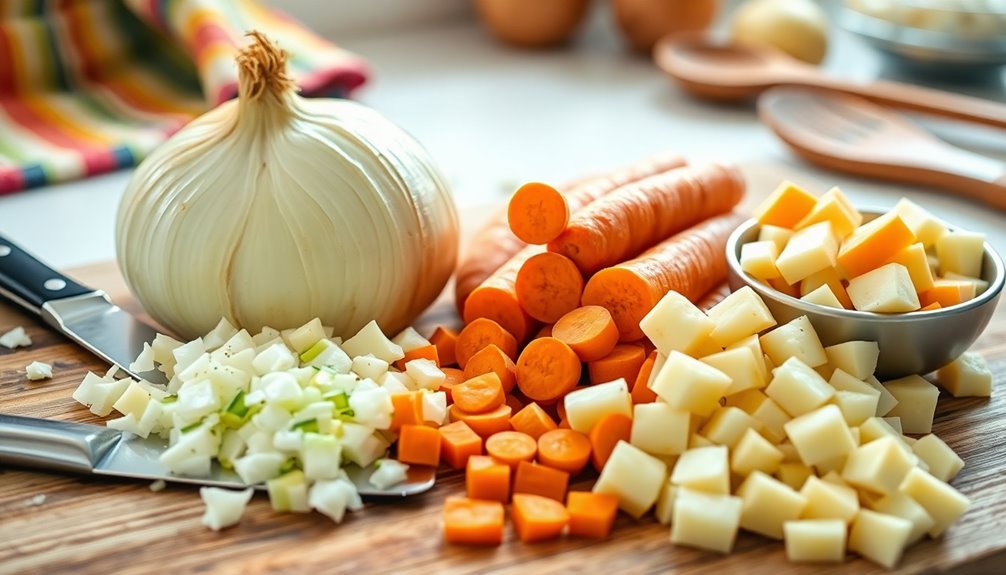 chop vegetables into pieces