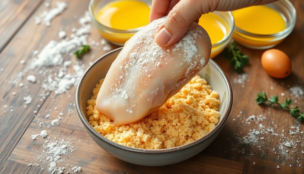 coat with breadcrumb mixture
