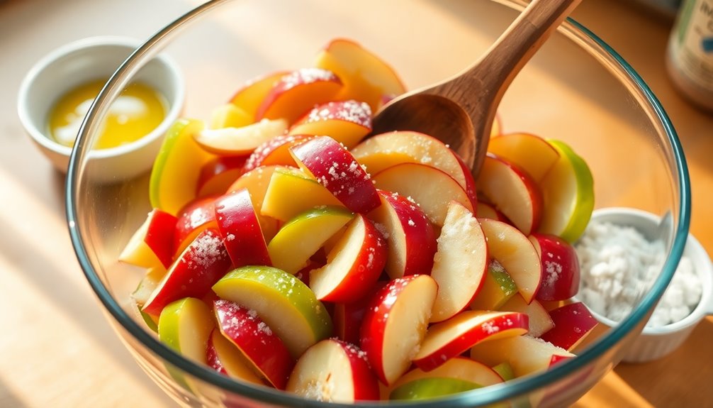 combine apples and sugar