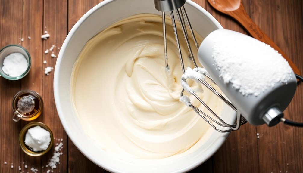combine cream cheese sugar