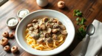creamy beef stroganoff dish
