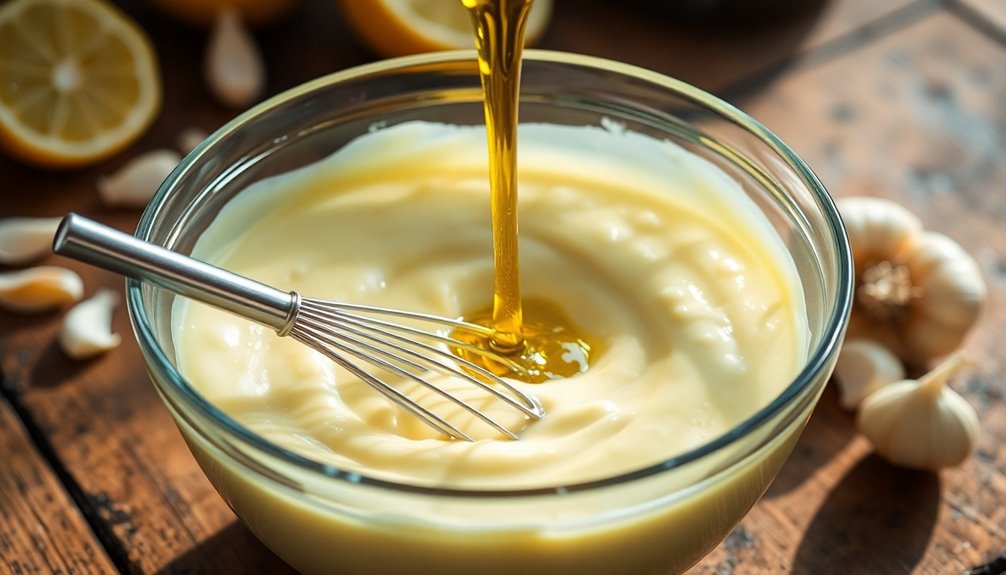 drizzle olive oil slowly