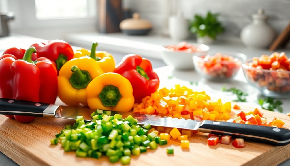finely chop bell peppers