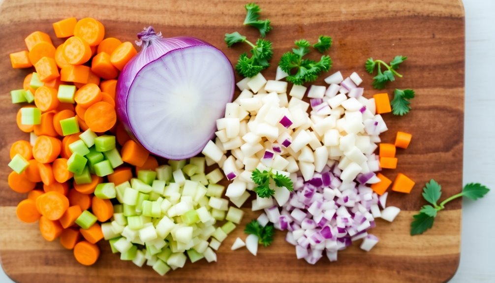 finely chop fresh vegetables