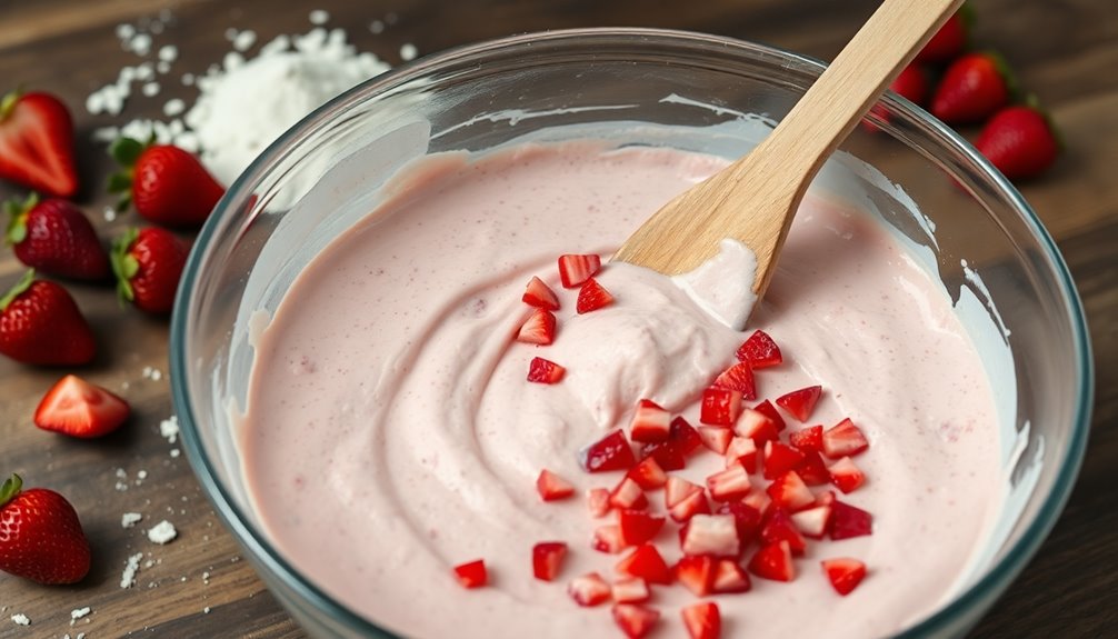 fold in chopped strawberries