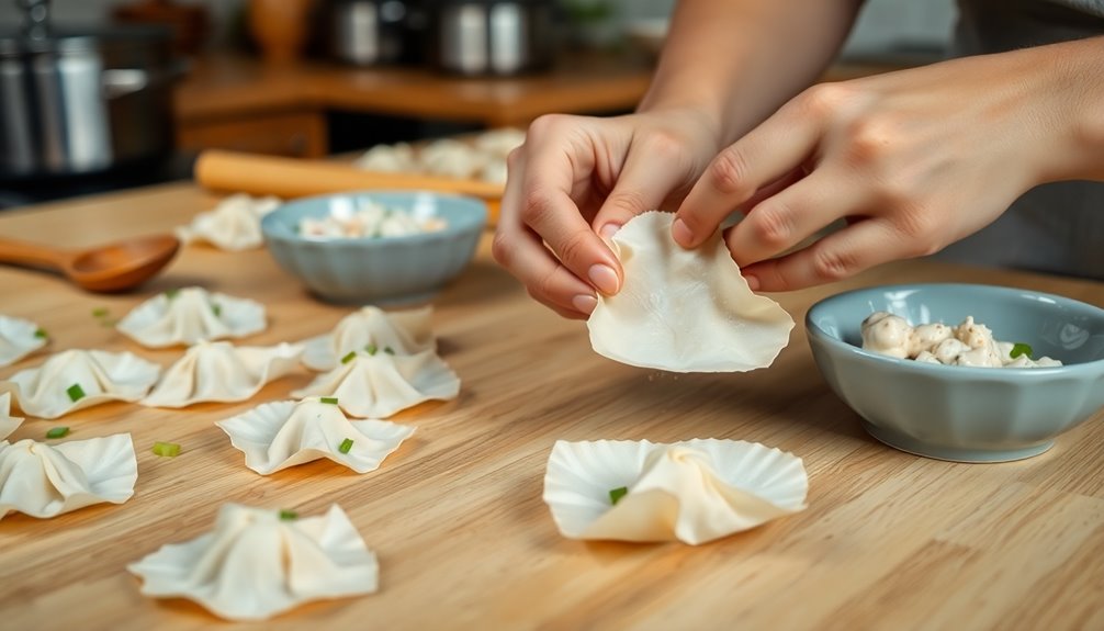 fold wonton wrappers gently