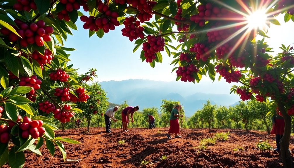 gathering crops and produce