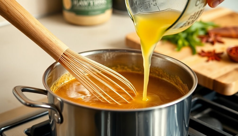 gradually whisk in broth