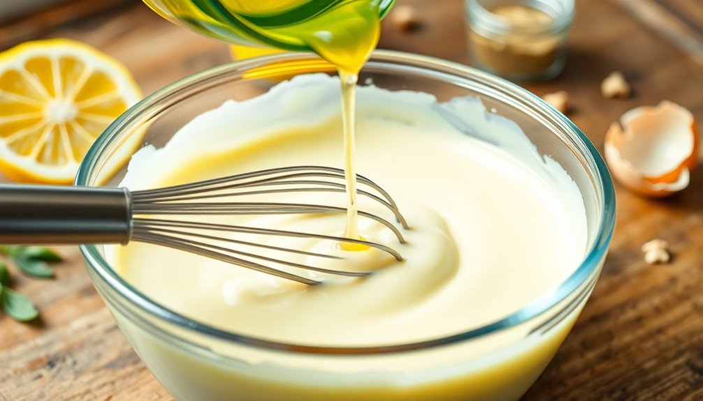 gradually whisk in oil