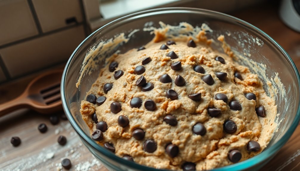 incorporate chocolate chips gently