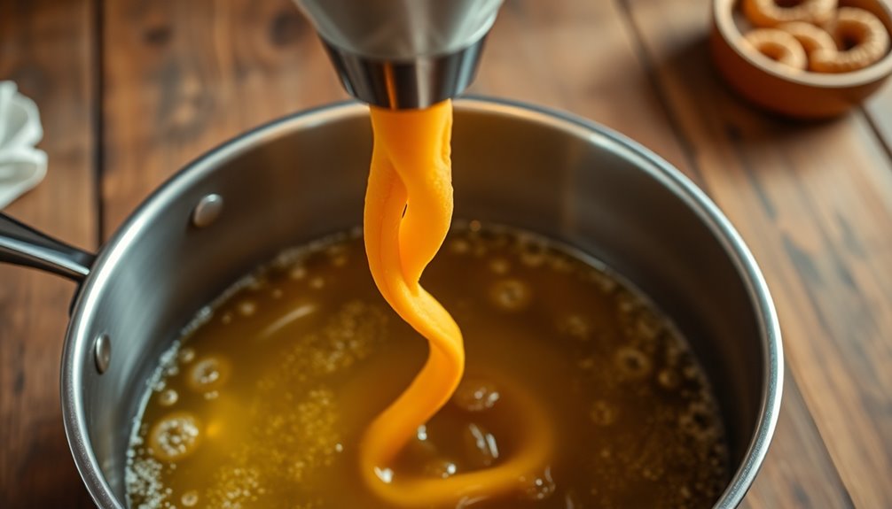 pipe dough into strips