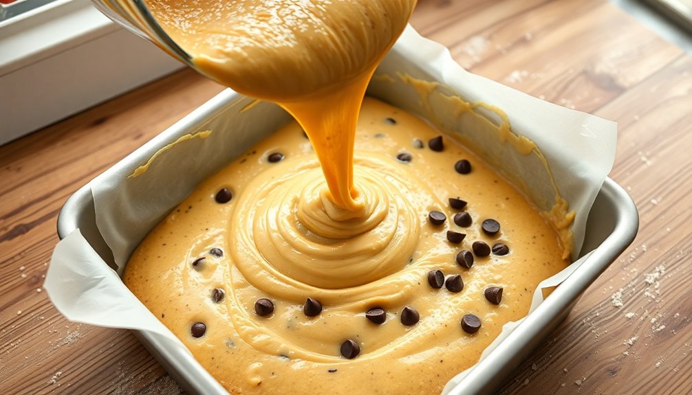 pour batter into pan