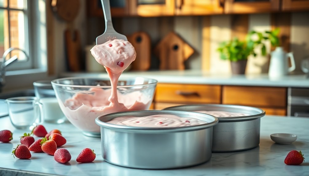 pour batter into pans