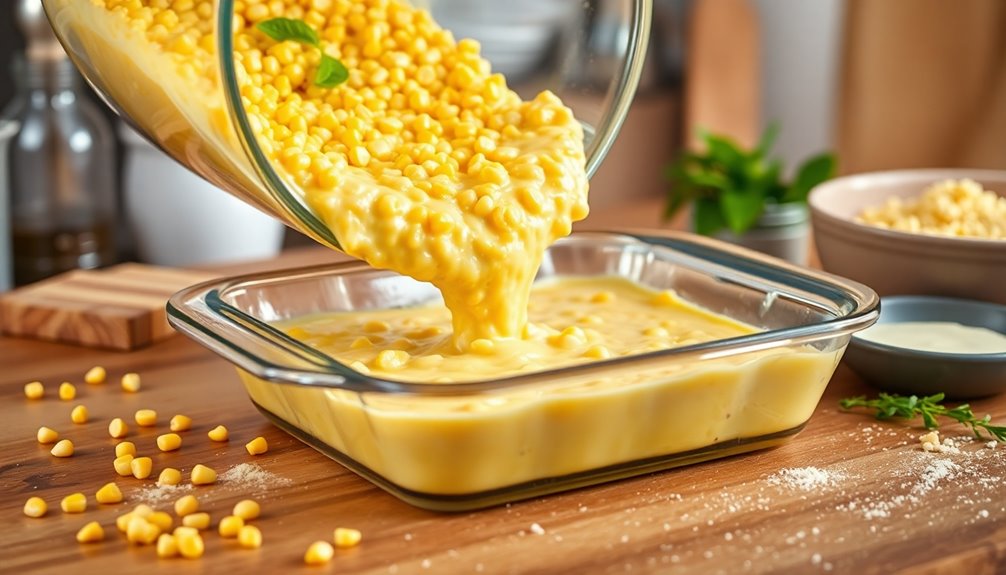 pour mixture into dish