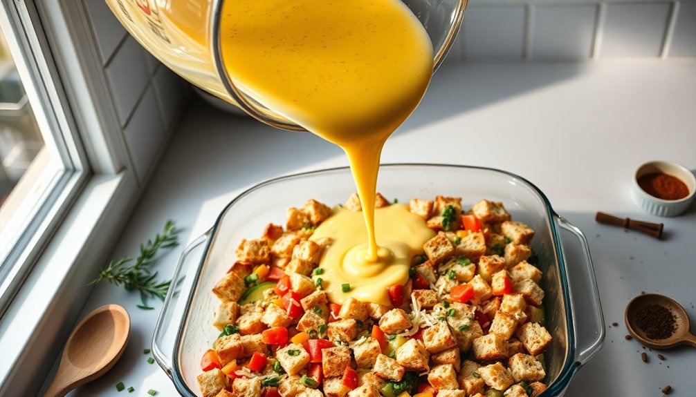 pour mixture into dish