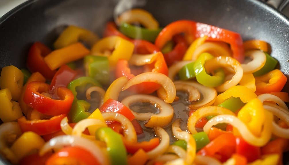 saut bell peppers and onions