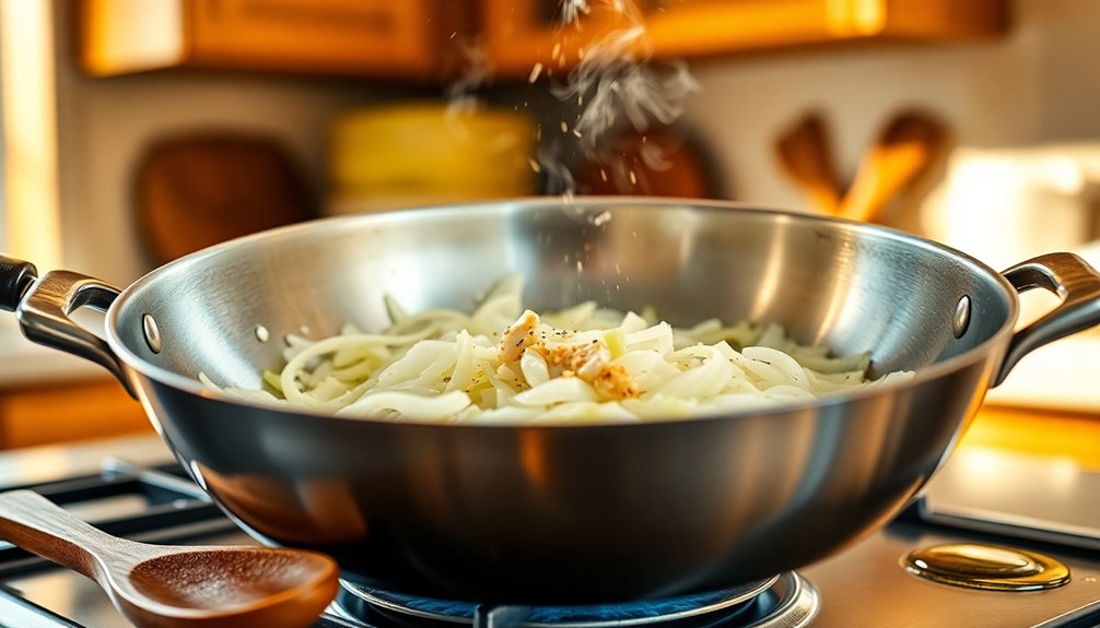 saut onions and garlic first