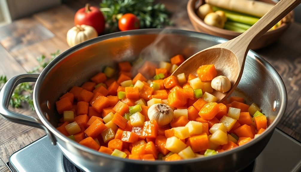 saut vegetables until tender