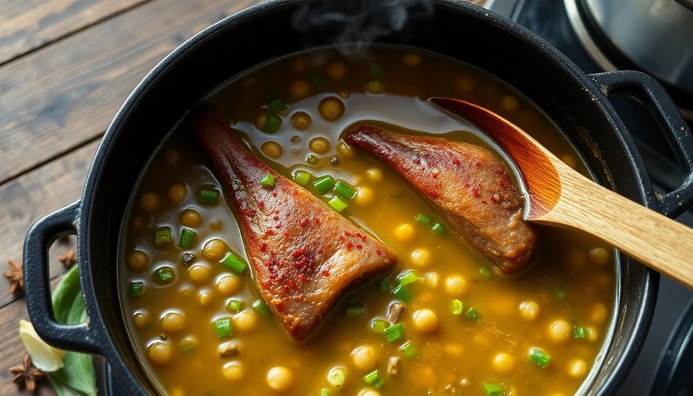 simmer with broth and seasonings