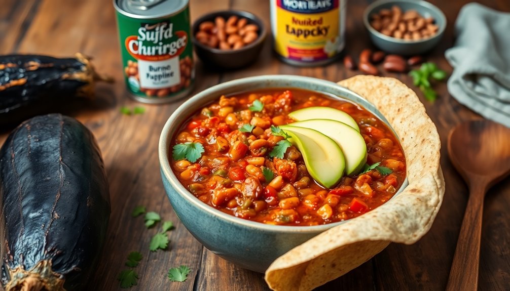 spicy roasted eggplant chili