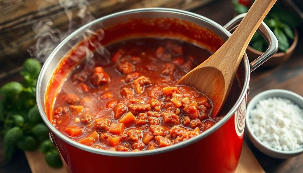 stir in crushed tomatoes