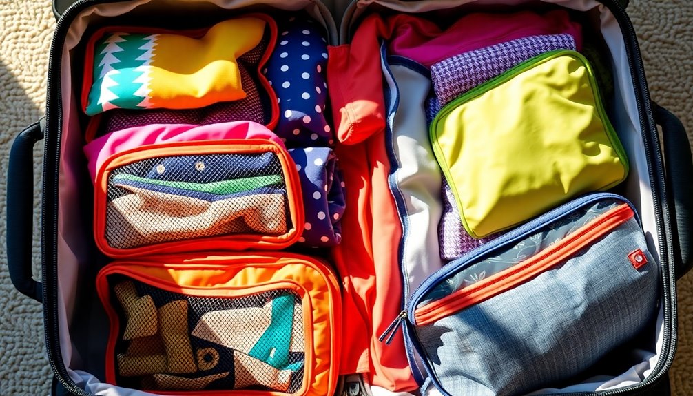 travel organization with packing cubes