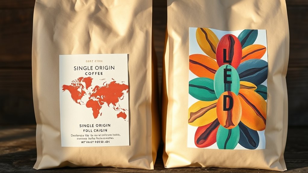coffee origin and blend labels