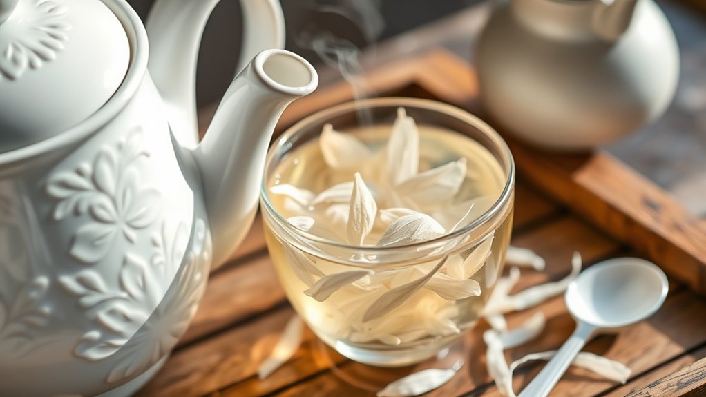 gentle white tea brewing