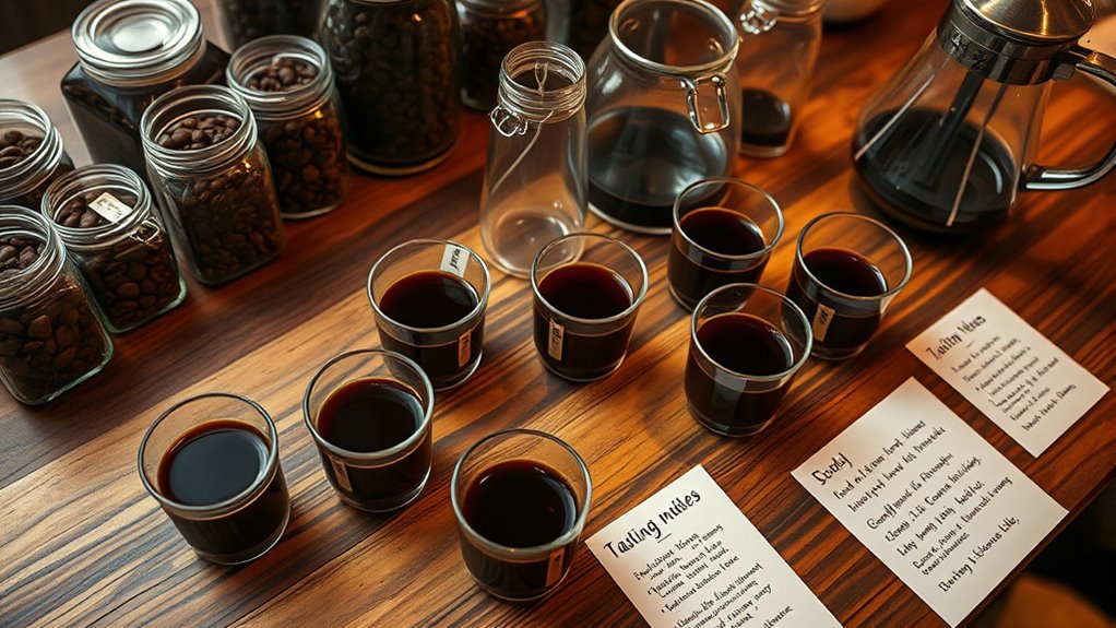 organized coffee tasting setup