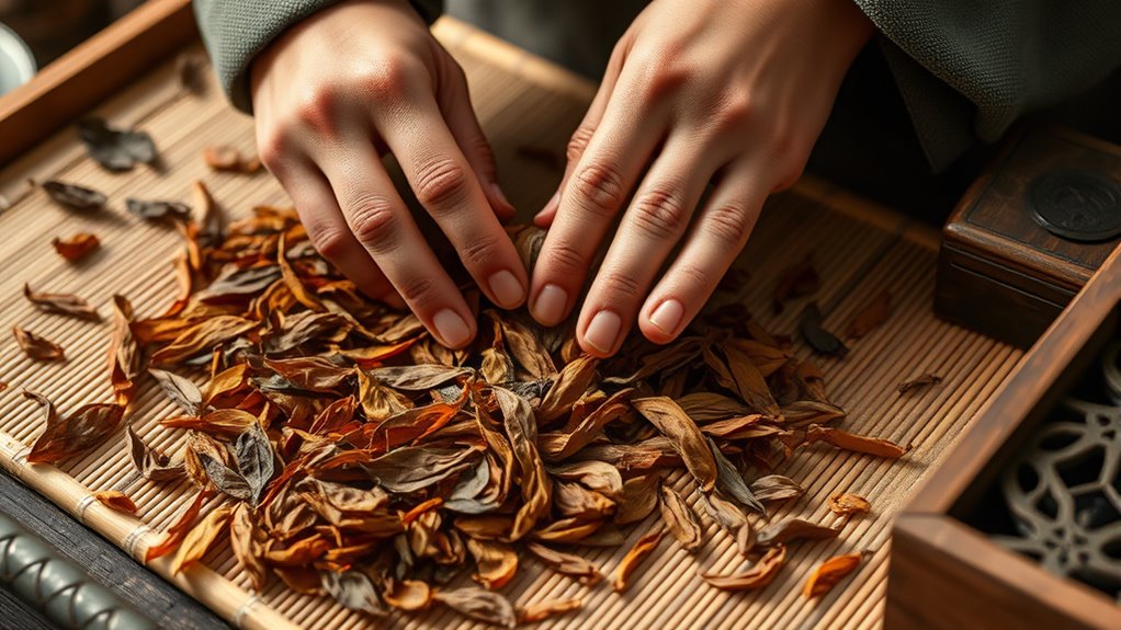 tea leaves undergo careful processing