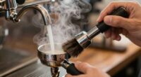 maintains coffee machine hygiene