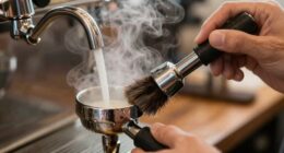 maintains coffee machine hygiene