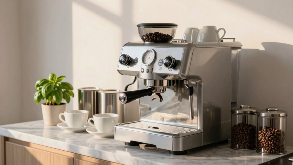 neatly arranged coffee area