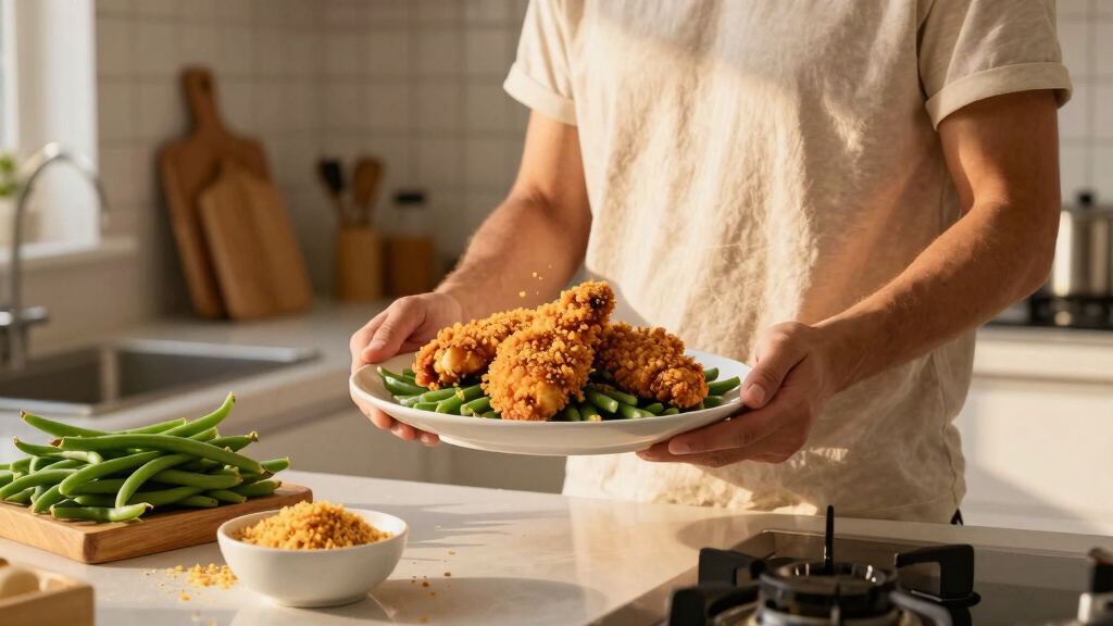 Georgina Hayden’s quick and easy recipe for panko chicken with green bean and cabbage salad with miso dressing | Quick and easy