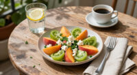 Insalata Di Pesche E Pomodori Verdi Con Feta