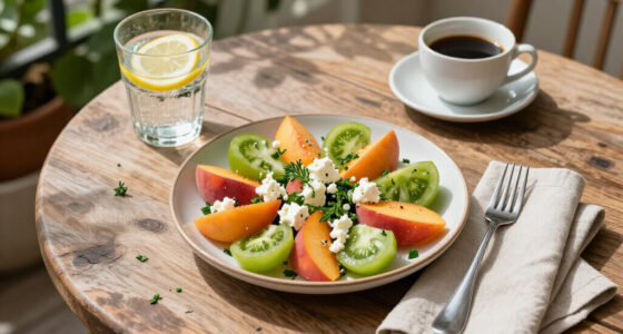 Insalata Di Pesche E Pomodori Verdi Con Feta