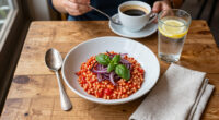 Tomato Risotto With Frizzled Red Onions